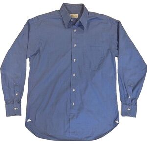 Luigi Borrelli 15.5 Large Napoli Blue Long Sleeve Button Down Shirt Italy